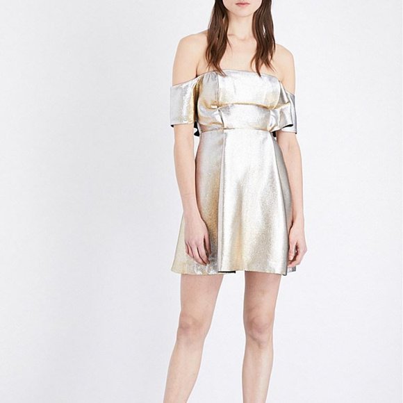 Sandro Paris Metallic Off the Shoulder Dress - Picture 5 of 9